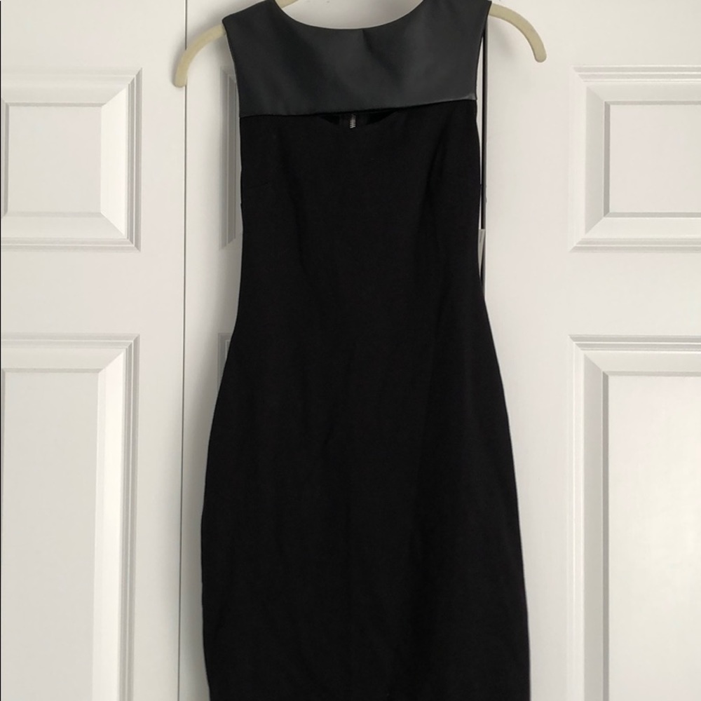 Bar III Little Black Dress with Leather Detail